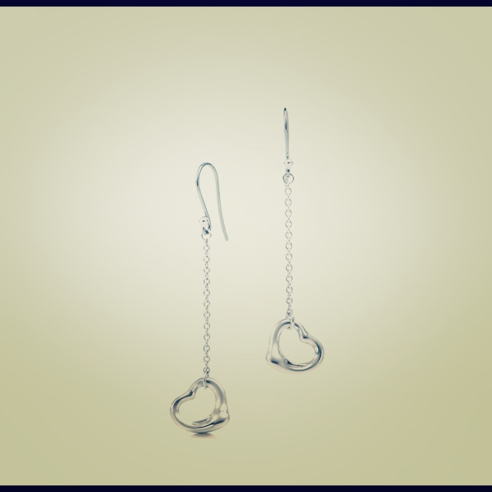Tiffany Elsa Peretti open heart drop earrings